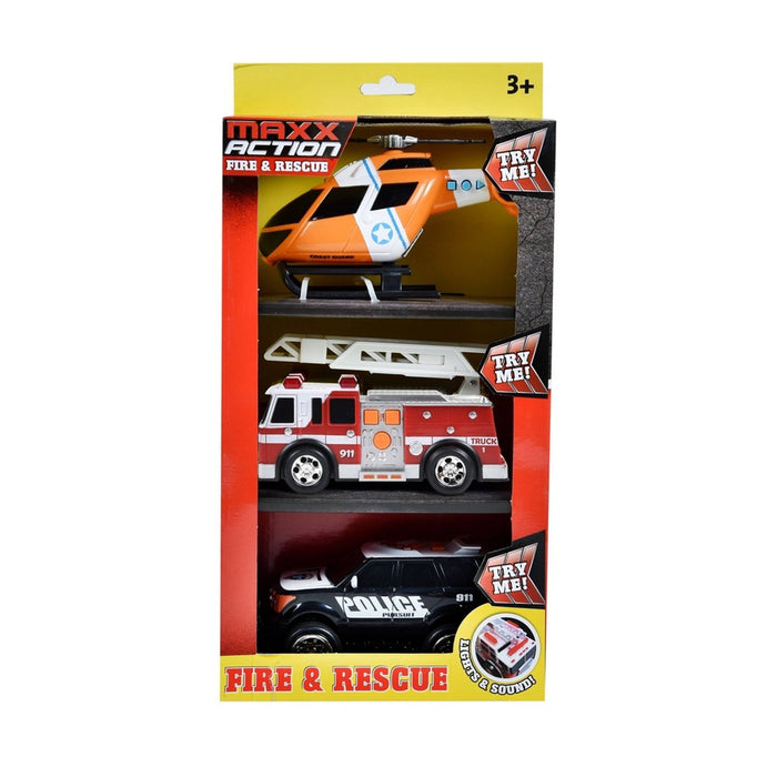 Maxx Action Fire and Rescue Lights & Sounds Mini Vehicles - 3 pk