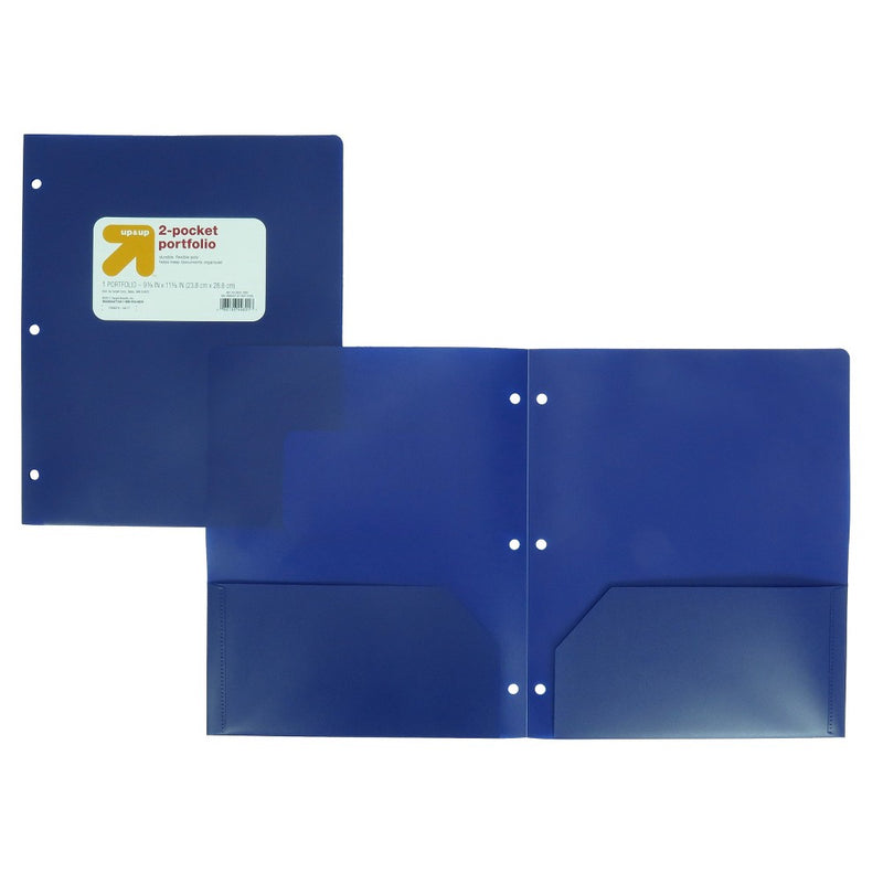 2 Pocket Plastic Folder Blue - Up&Up&