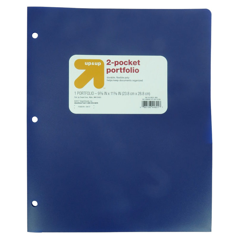 2 Pocket Plastic Folder Blue - Up&Up&