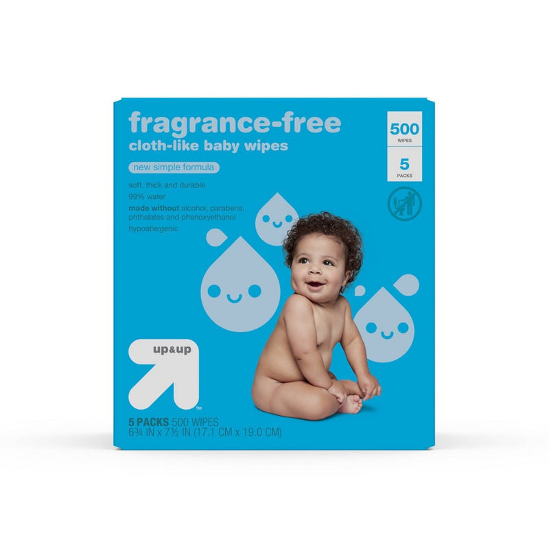 Fragrance Free Cloth-like Baby Wipes - 5pk/500ct Total - Up&Up&