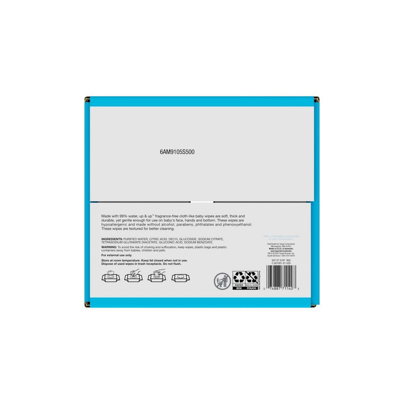 Fragrance Free Cloth-like Baby Wipes - 5pk/500ct Total - Up&Up&