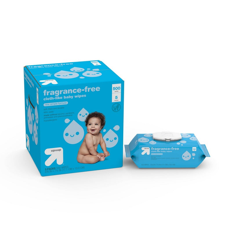 Fragrance Free Cloth-like Baby Wipes - 5pk/500ct Total - Up&Up&