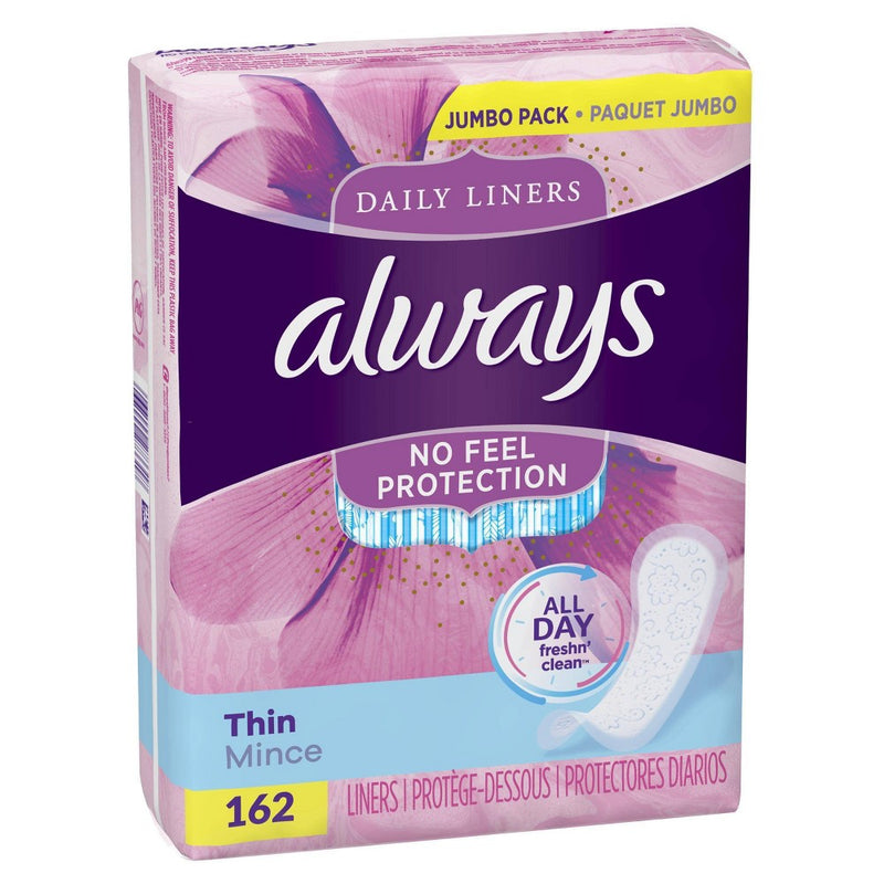 Always Thin Daily Liners Regular - Unscented - Wrapped - 162ct