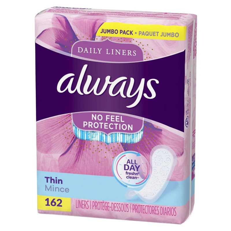 Always Thin Daily Liners Regular - Unscented - Wrapped - 162ct