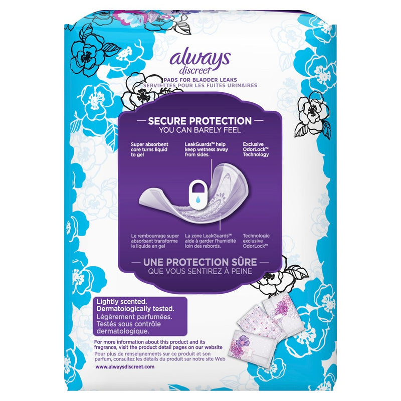 Always Discreet Incontinence & Postpartum Pads for Women - Moderate Absorbency - Size 4 - 20ct