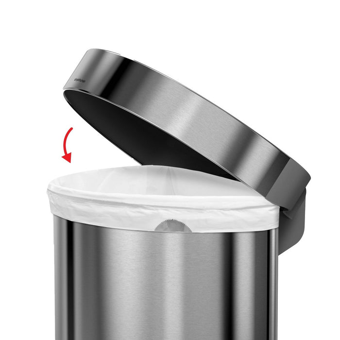 simplehuman 45L Semi-Round Step Trash Can Silver (LOCAL PICKUP ONLY)
