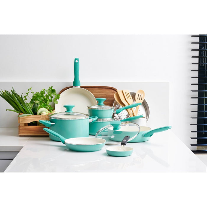 GreenPan Rio 16pc Cookware Set Turquoise (LOCAL PICKUP ONLY)