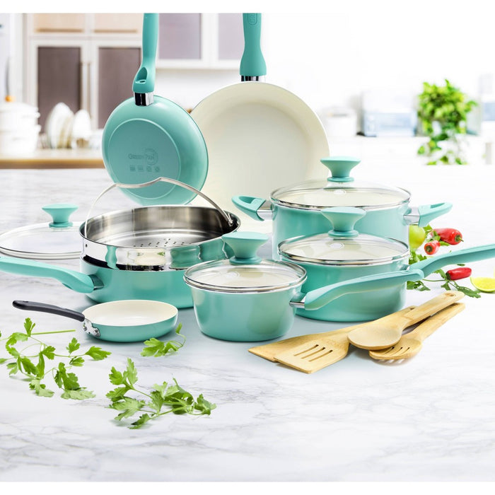 GreenPan Rio 16pc Cookware Set Turquoise (LOCAL PICKUP ONLY)