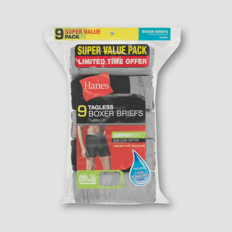 Hanes Men's Comfort Soft Super Value 9pk Boxer Briefs - M