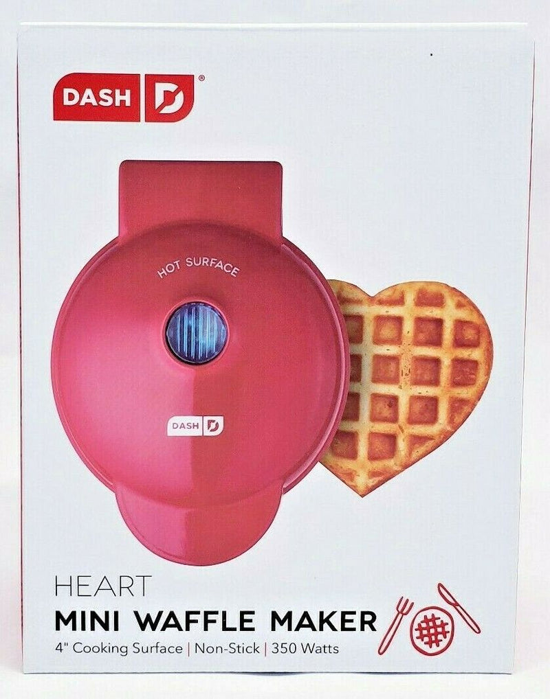 Dash DMW Machine for Individual, Paninis, Hash Browns, other Mini waffle maker, 4 inch, Red heart