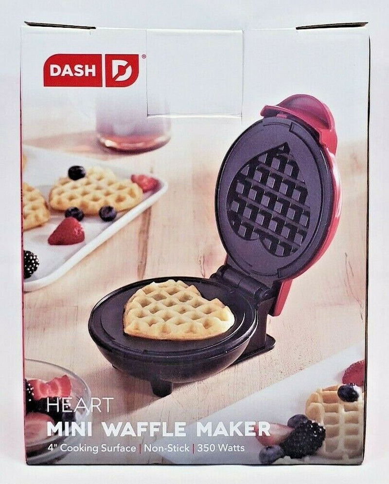 Dash DMW Machine for Individual, Paninis, Hash Browns, other Mini waffle maker, 4 inch, Red heart