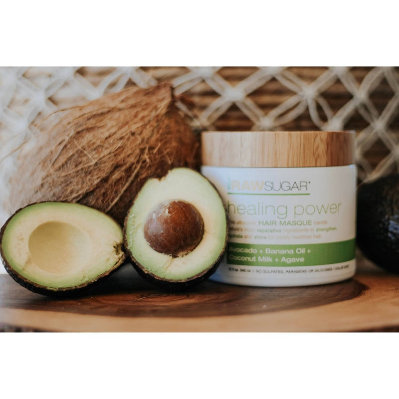 Raw Sugar Healing Power Avocado+Banana Oil+Coconut Milk+Agave Hair Masque - 12oz