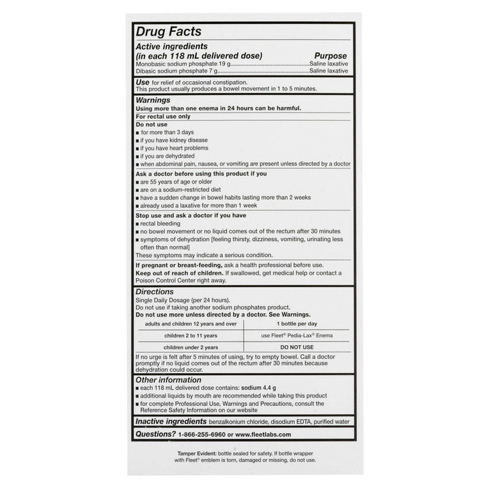 Fleet Laxative Saline Enema for Adult Constipation - 4 Bottles - 4.5 fl oz