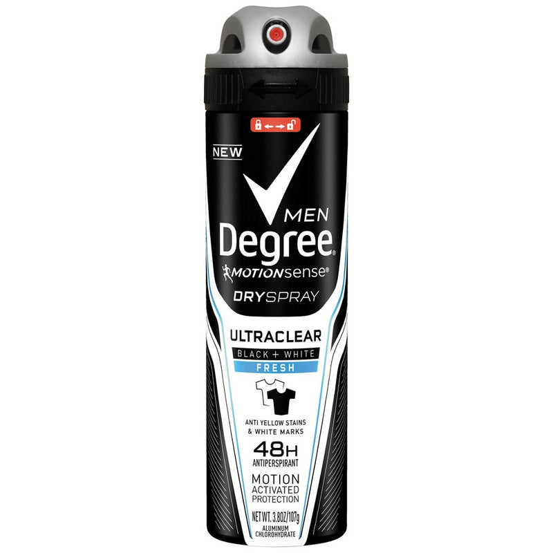 Degree Men Ultra Clear Black + White Fresh 48-Hour Antiperspirant & Deodorant Dry Spray - 3.8oz