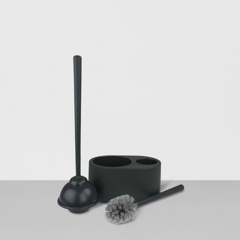 Plunger and Toilet Brush Set with Holster - Gray - Made By Design&