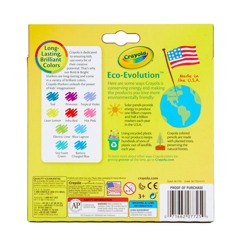 Crayola 10ct Broadline Markers - Bold and Bright