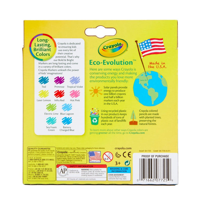 Crayola 10ct Broadline Markers - Bold and Bright