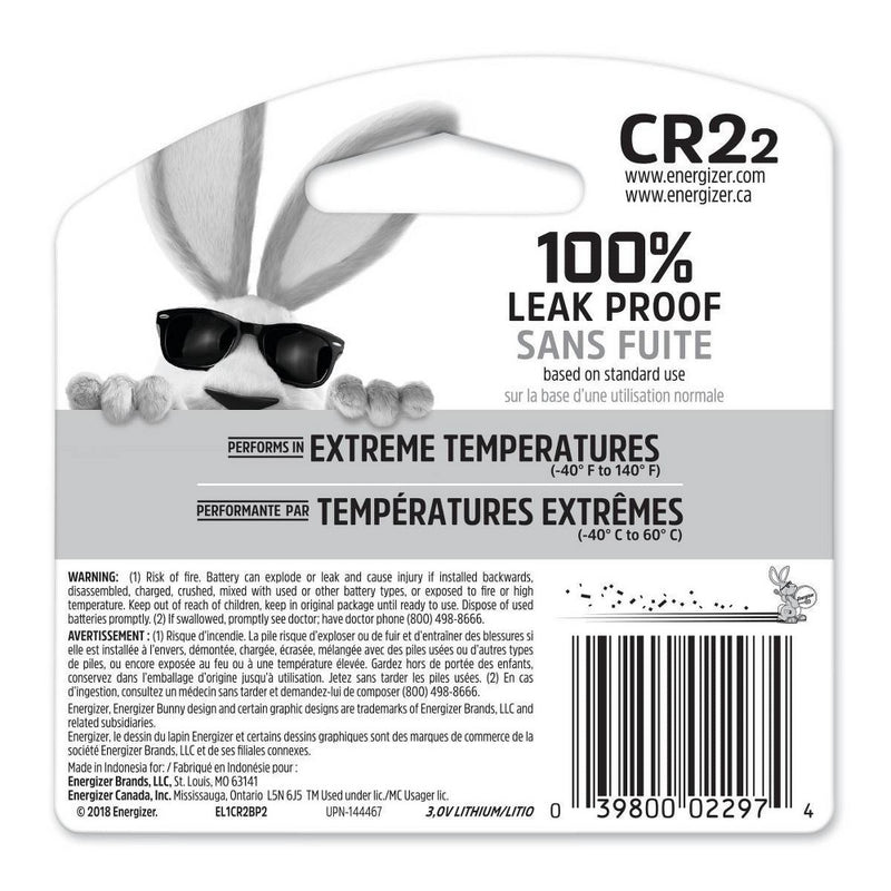 Energizer 2pk CR2 Batteries Lithium Photo Battery