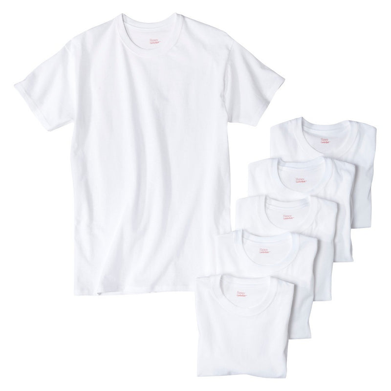 Hanes Men's 6Pk Crew Neck T-Shirts With Fresh IQ - M White
