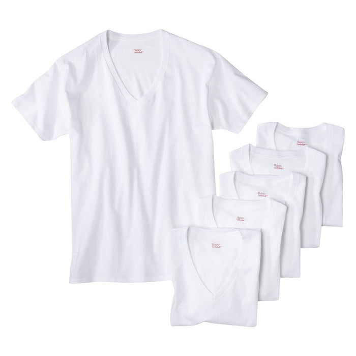 Hanes Men's 6pk V-Neck T-Shirt - White - M