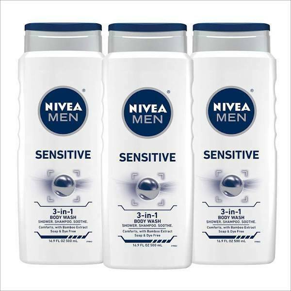 Nivea Men Sensitive 3-in-1 Body Wash 16.9oz SINGLE BOTTLE