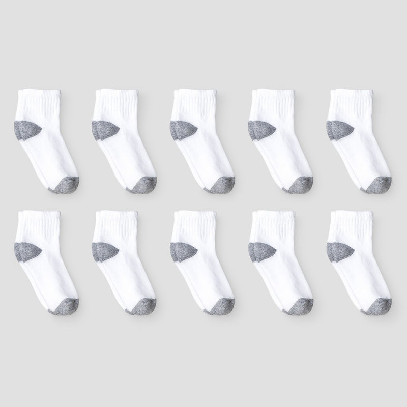 Boys' 10pk Athletic Ankle Socks - Cat & Jack White S
