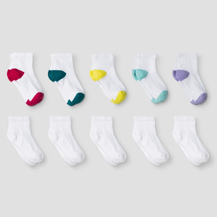 Girls' 10pk Athletic Ankle Socks - Cat and Jack L