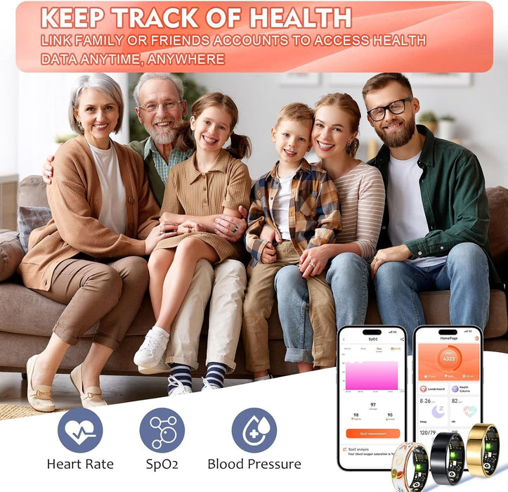 FLORAL Enamel Smart Health Ring - Track Heart Rate,Sleep, Activity Trends SZ: 7