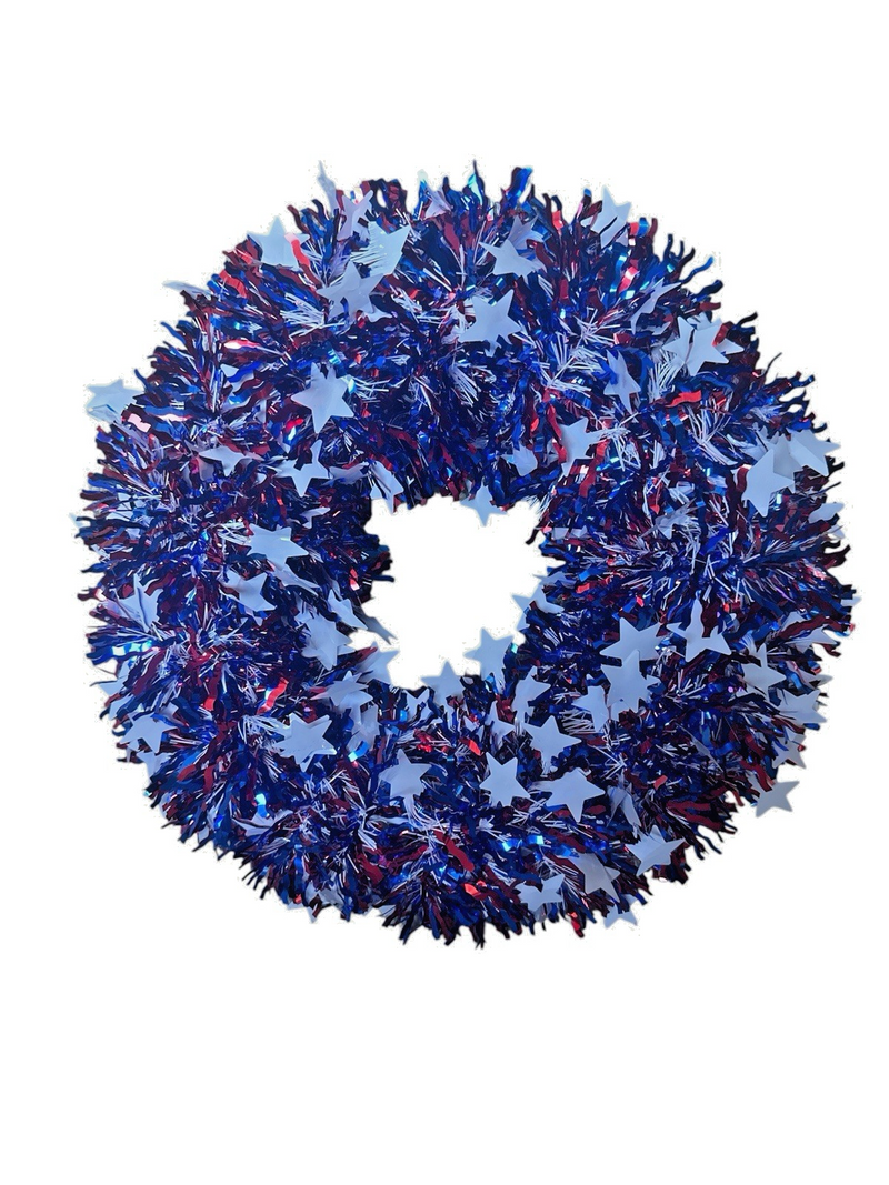 Bundle of 5 Stars & Stripes 16" Tinsel Wreath Patriotic 4th of July House Decor