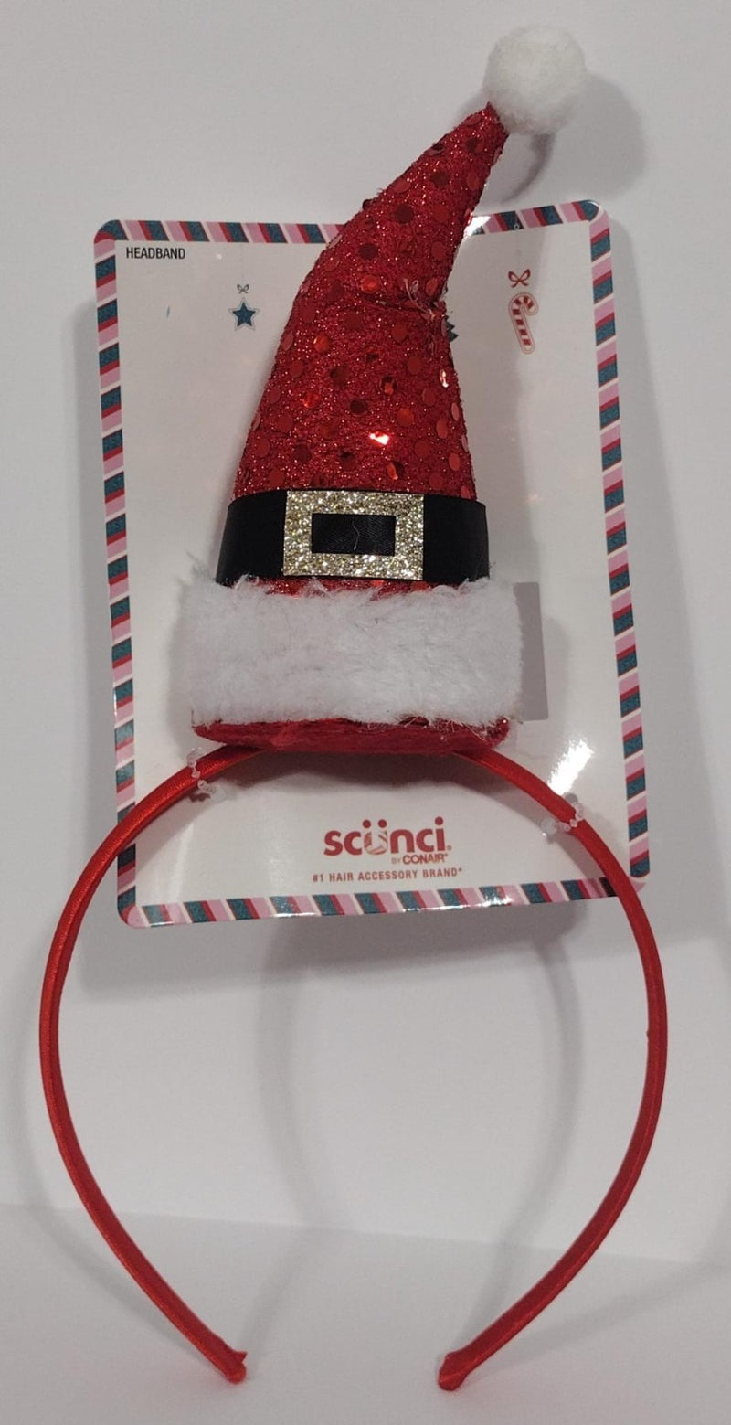 Scunci Sequence Santa Hat Christmas Headband Red
