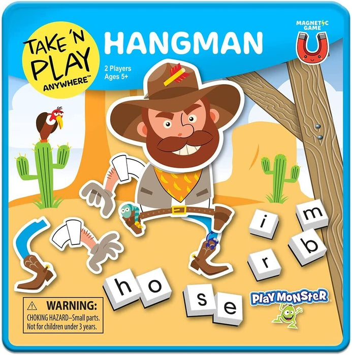 PlayMonster Take and Play Hangman Metal Tin Board Game