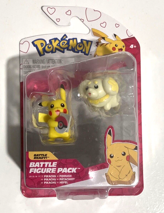 Pokemon Fidough and Valentines Pikachu Battle Figure Set - 2pk