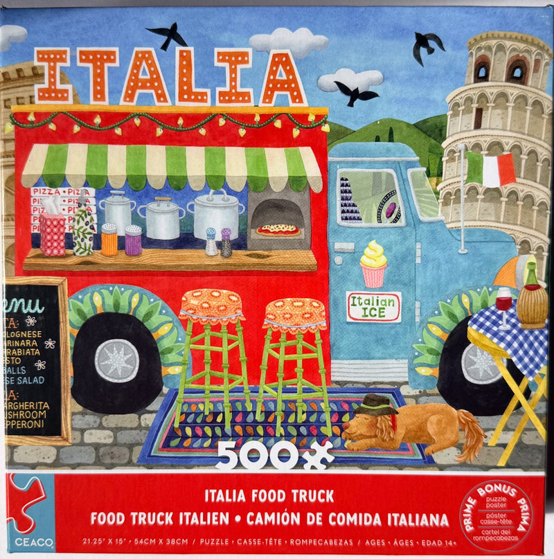 Ceaco - Stephanie Peterson Jones - Italia Food Truck - 500 Piece Puzzle For Adults - Challenging And Perfect For Game Nights - Finished Puzzle Size 21.25 X 15