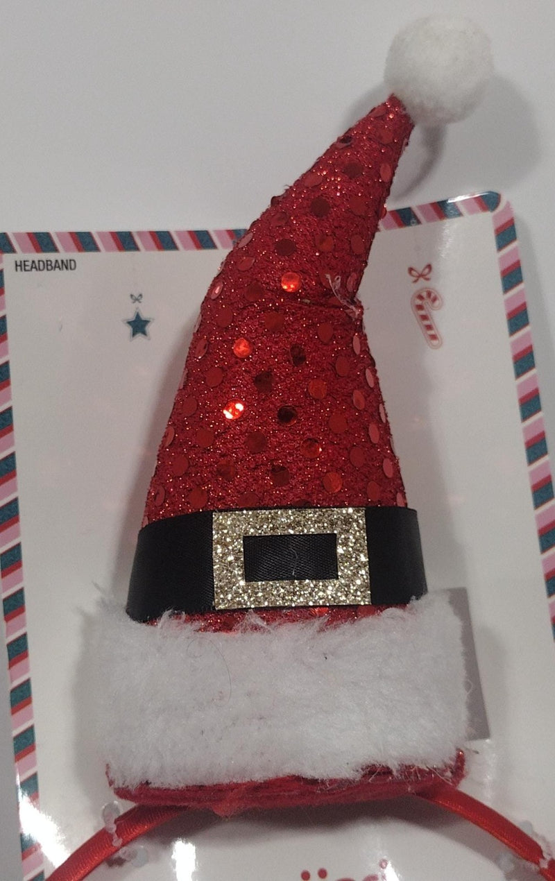 Scunci Sequence Santa Hat Christmas Headband Red