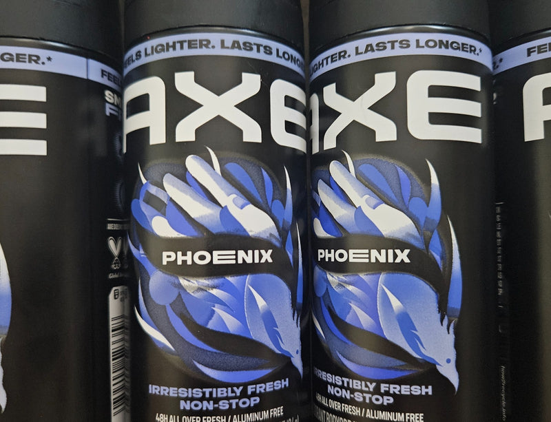 SINGLE   Various Axe Deodorant Aluminum-Free Body Spray: Apollo, Phoenix and Black.