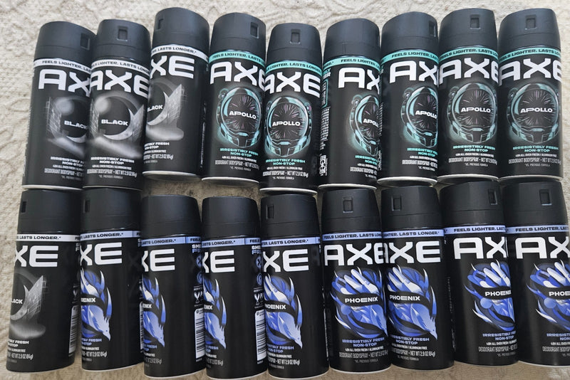 SINGLE   Various Axe Deodorant Aluminum-Free Body Spray: Apollo, Phoenix and Black.