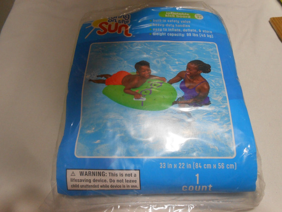 Bring On The Sun Kids Inflatable Kick Board w/ heavy duty Handles ages 3+ Green