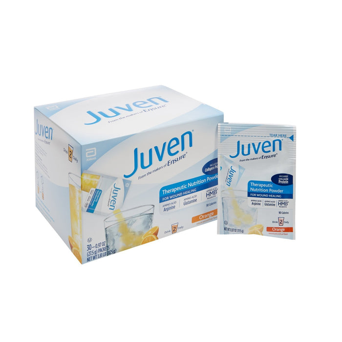 Juven Therapeutic Nutrition Drink Mix Powder For Wound Healing Support, Includes Collagen Protein, Orange, 8 Count