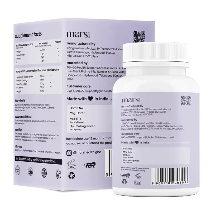 Weight Loss - Apple Cider Vinegar | Garcinia Cambogia & L carnitine FREE SHIP