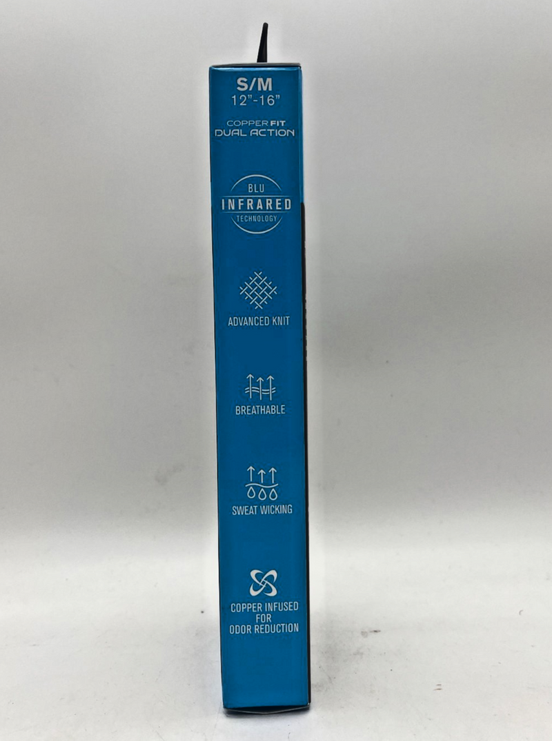 COPPER FIT DUAL ACTION COMPRESSION KNEE SLEEVE S/M 12" x 16" NEW IN BOX