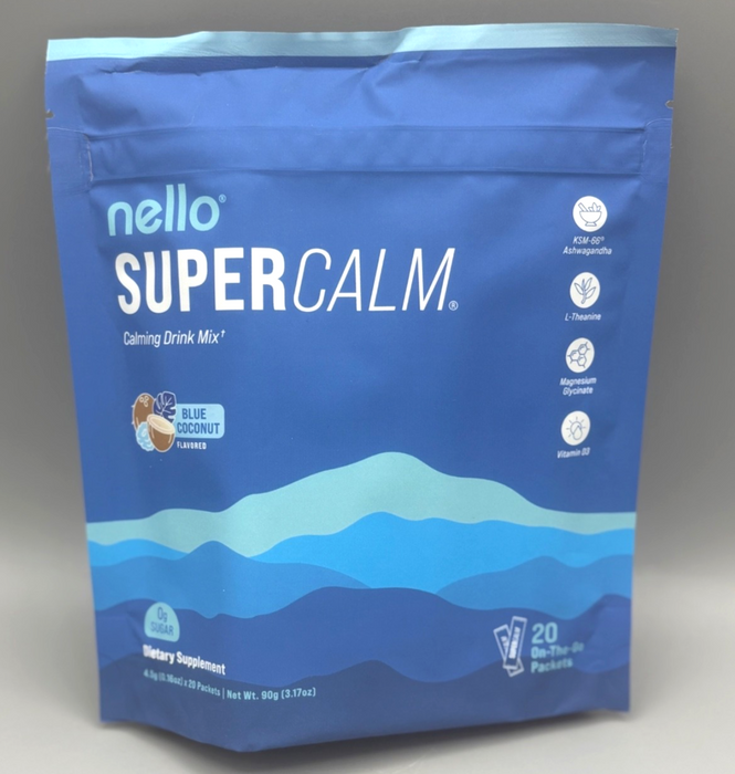 Nello Supercalm Calming Drink Mix Supplement - Blue Coconut - 20ct EXP:04/2027