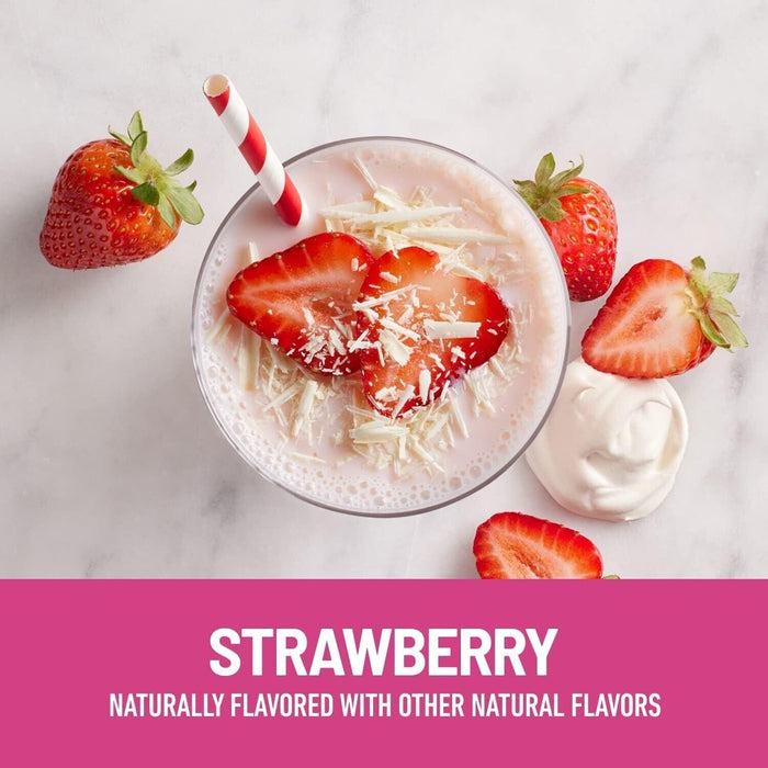 Meal Replacement Protein Shake, Strawberry Flavor, 12 Pack with 24 Vitamins