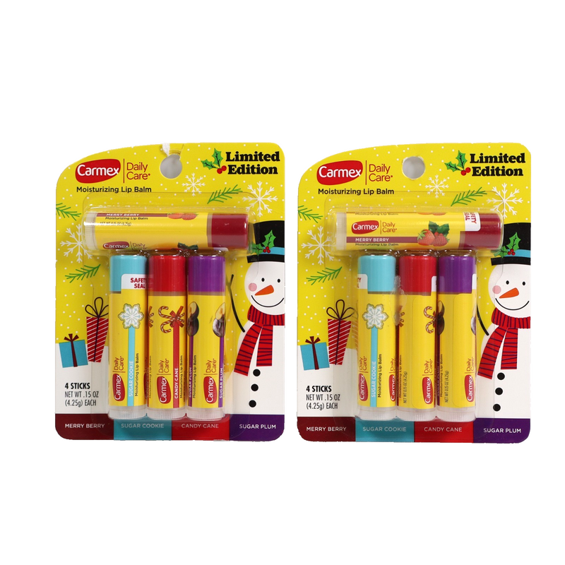 Carmex Daily Care Holiday Limited Edition Lip Balm Sticks - 0.15oz/4pk