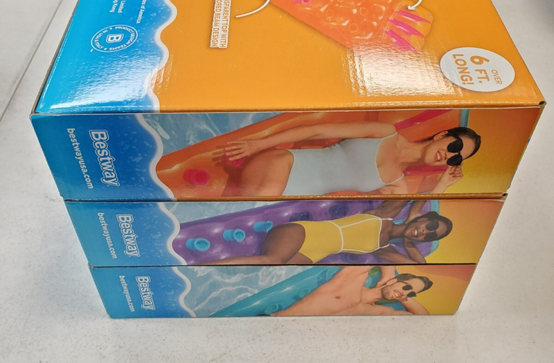 H2O Go Summer Colors Deluxe Floating Mat Over 6 ft Orange/Purple/Blue