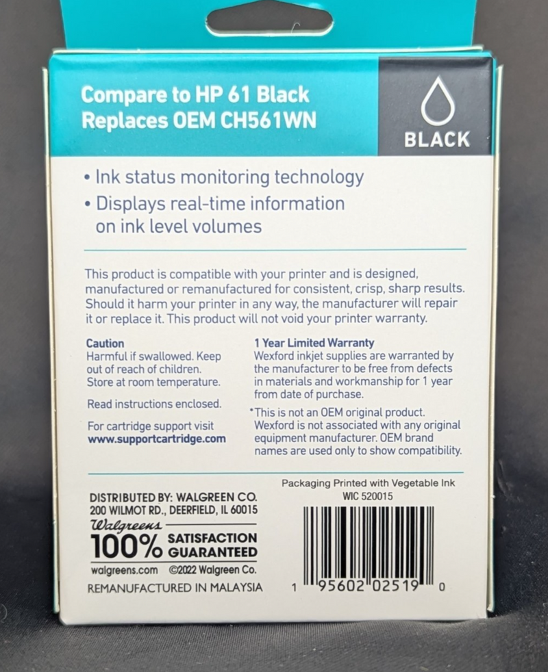 Wexford 61 ink (HP 61 Ink Cartridge) OEM CH561WN