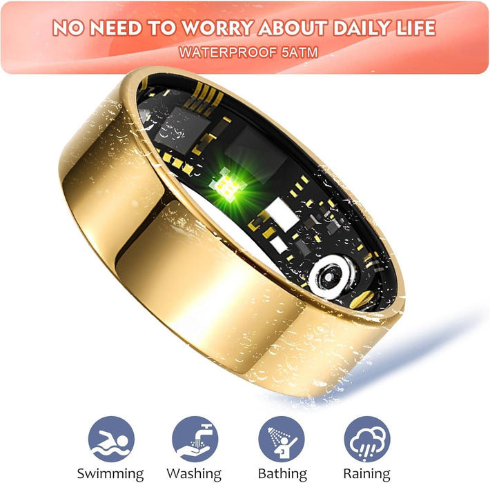 FLORAL Enamel Smart Health Ring - Track Heart Rate,Sleep, Activity Trends SZ: 7