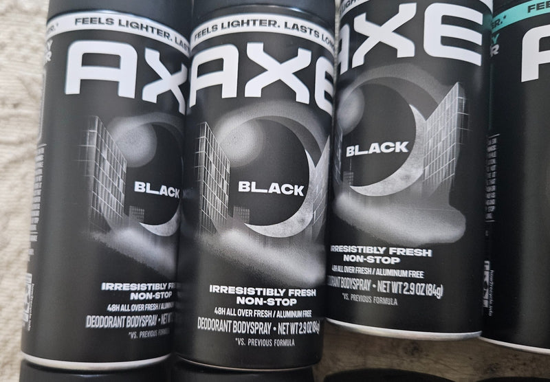 SINGLE   Various Axe Deodorant Aluminum-Free Body Spray: Apollo, Phoenix and Black.
