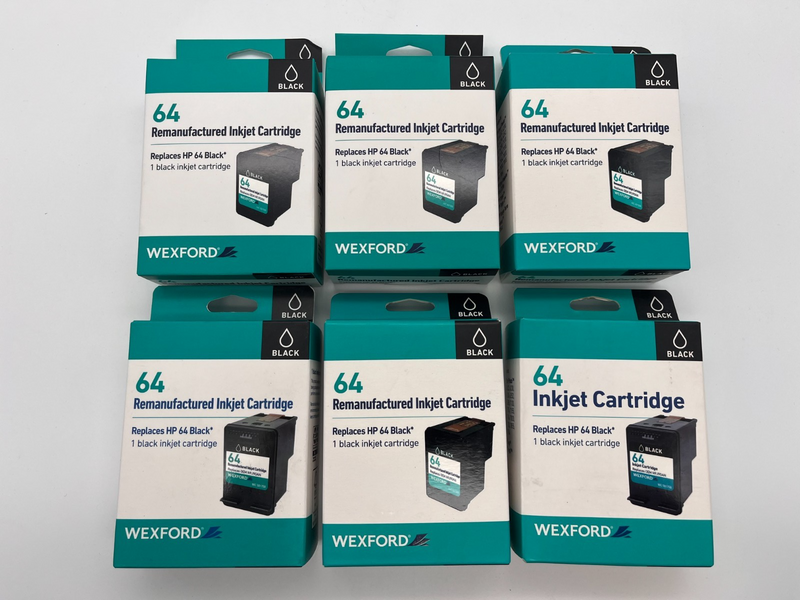 WEXFORD INKJET CARTRDIGES REPLACES HP 64 BLACK INK SEALED MR 124