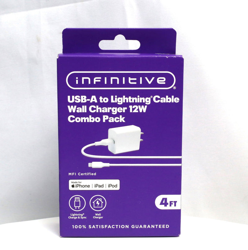 Infinitive USB-A To Lightening Cable Wall Charger Combo Pack