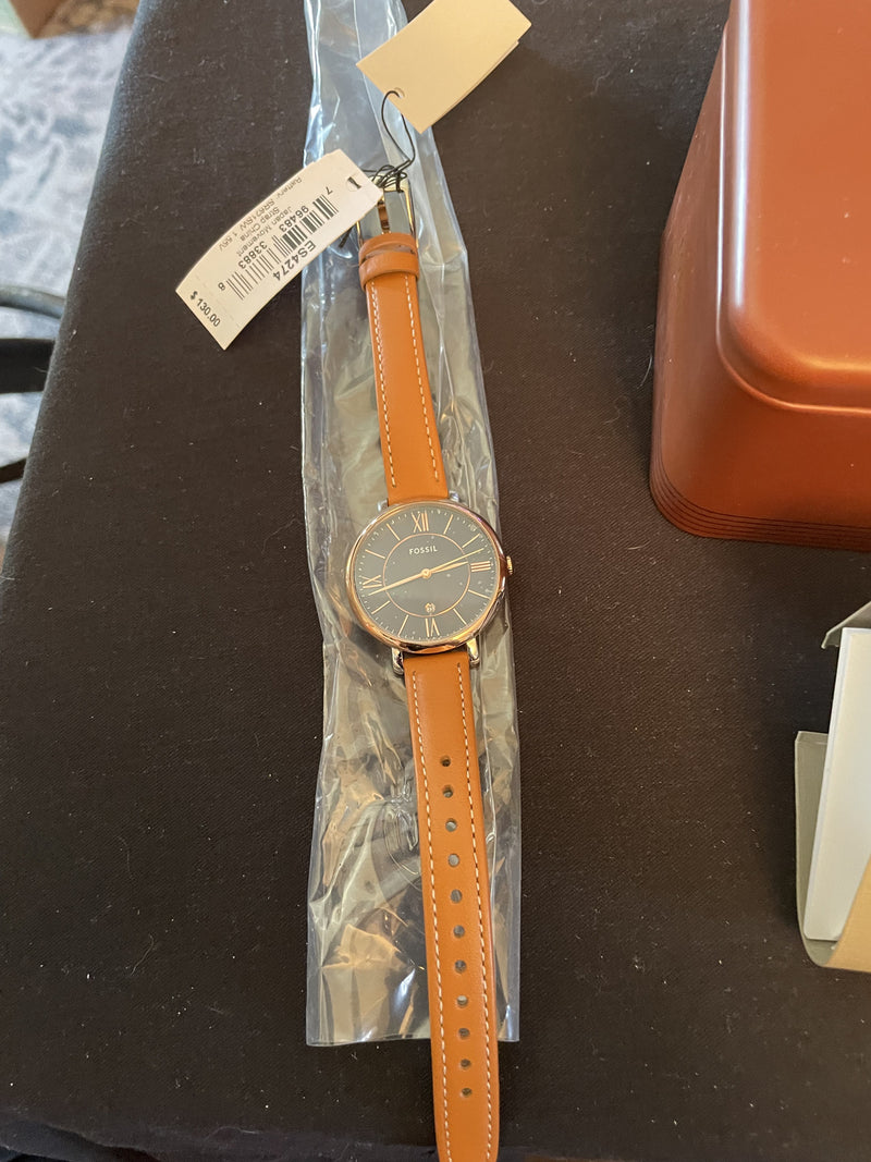 Fossil Women's Two-Tone Stainless Steel Watch, Brown/Navy, ES4274 IN NEW TIN